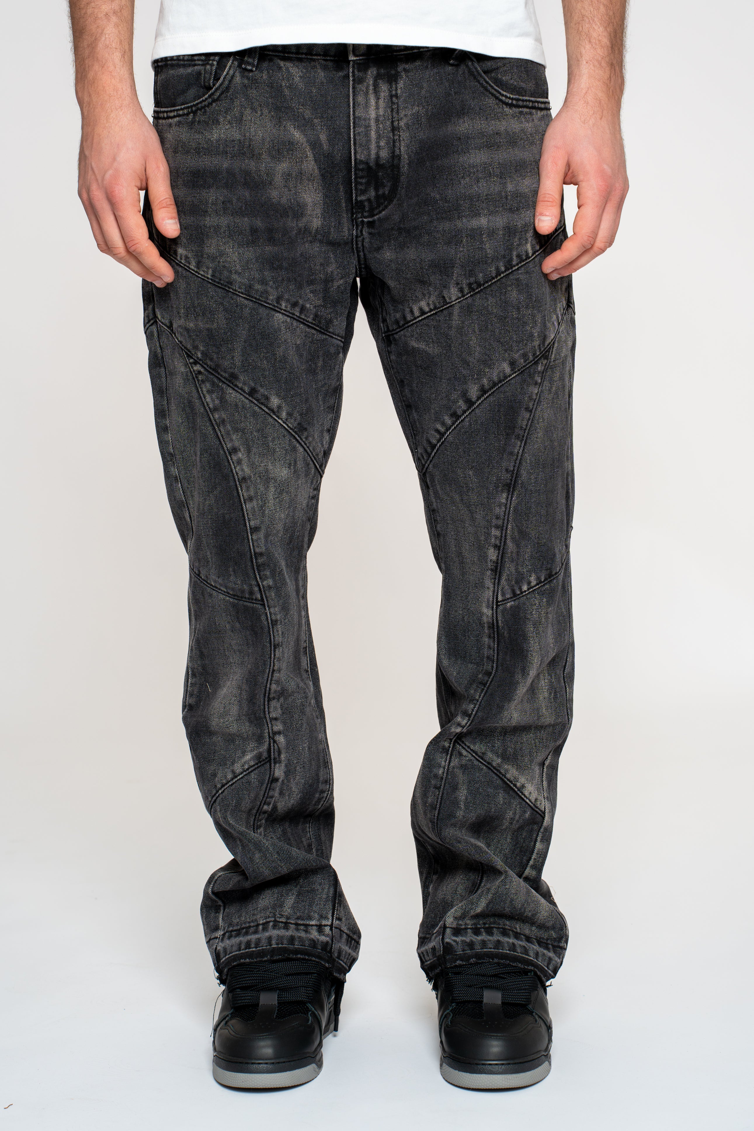 Jeans Flare Washed Grey