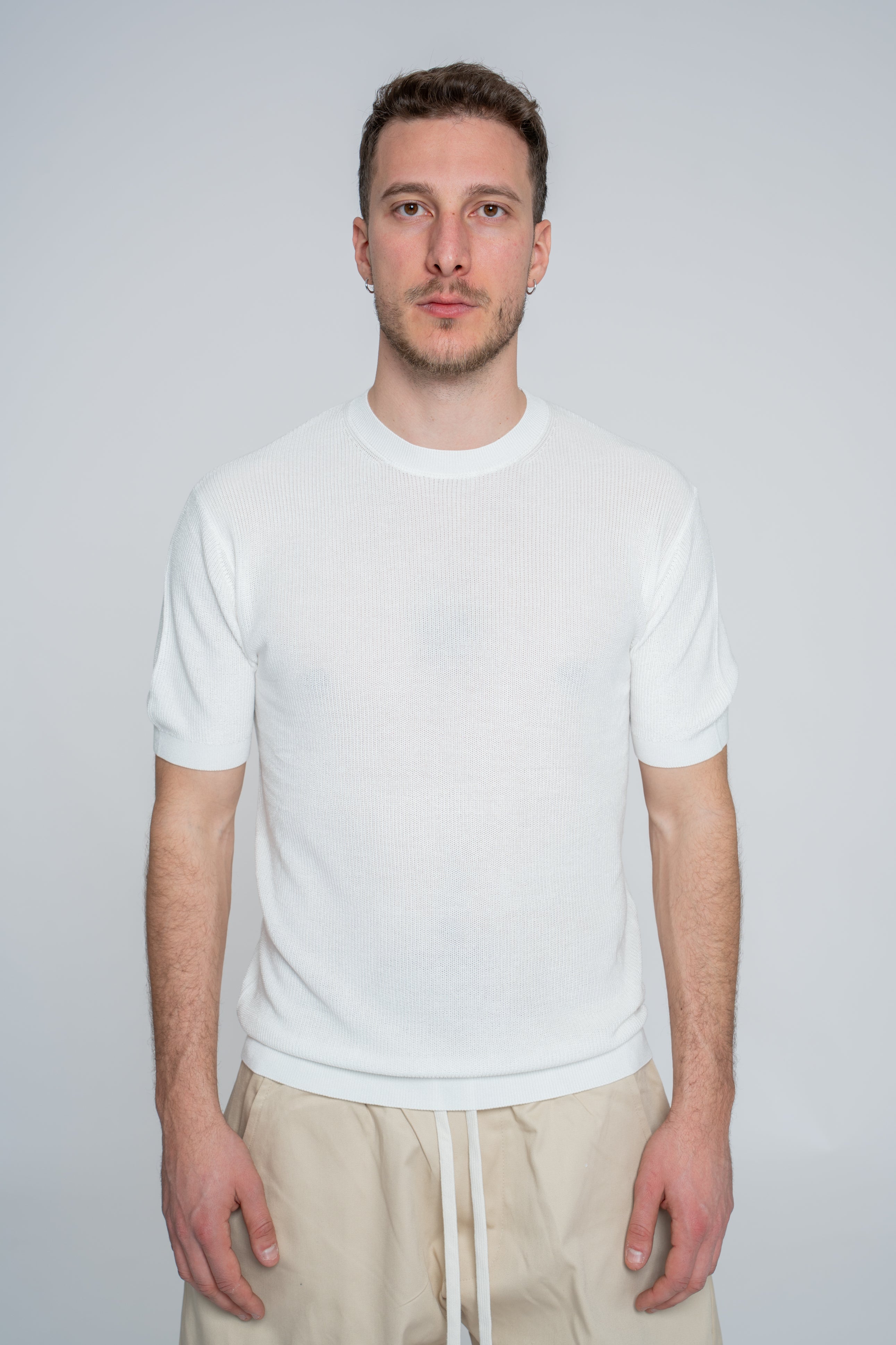 Polo in Maglia Girocollo White