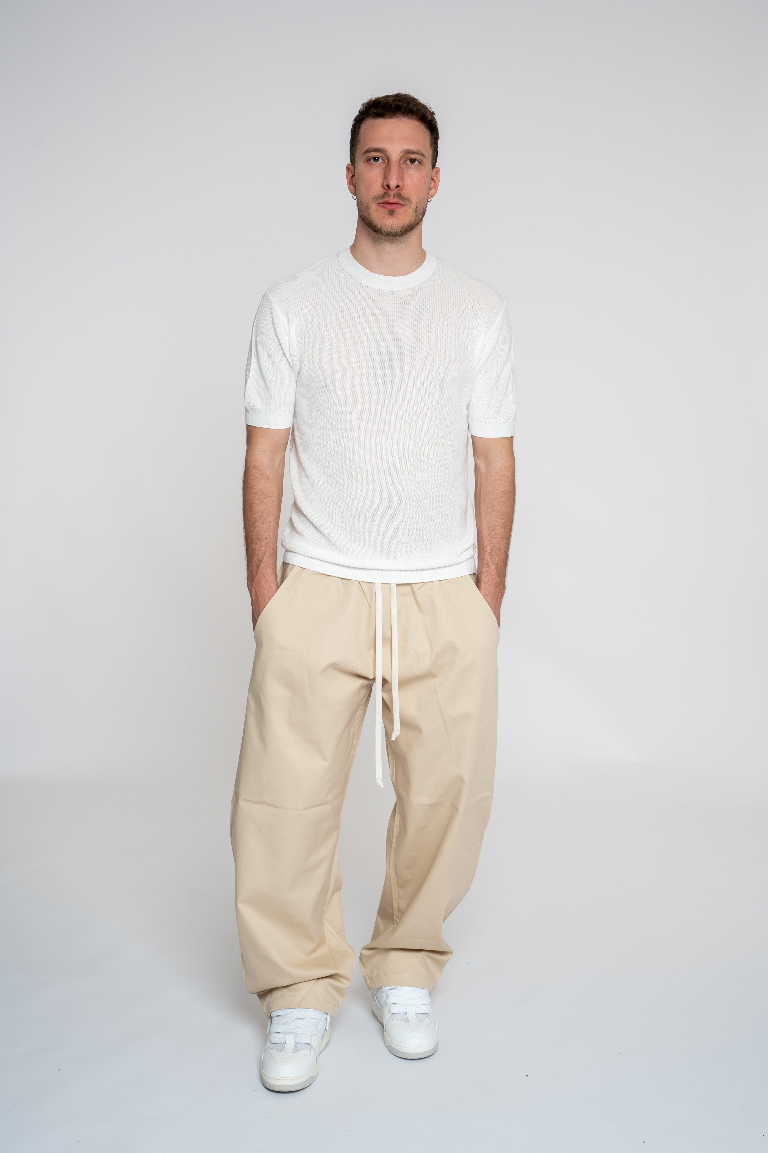 Polo in Maglia Girocollo White