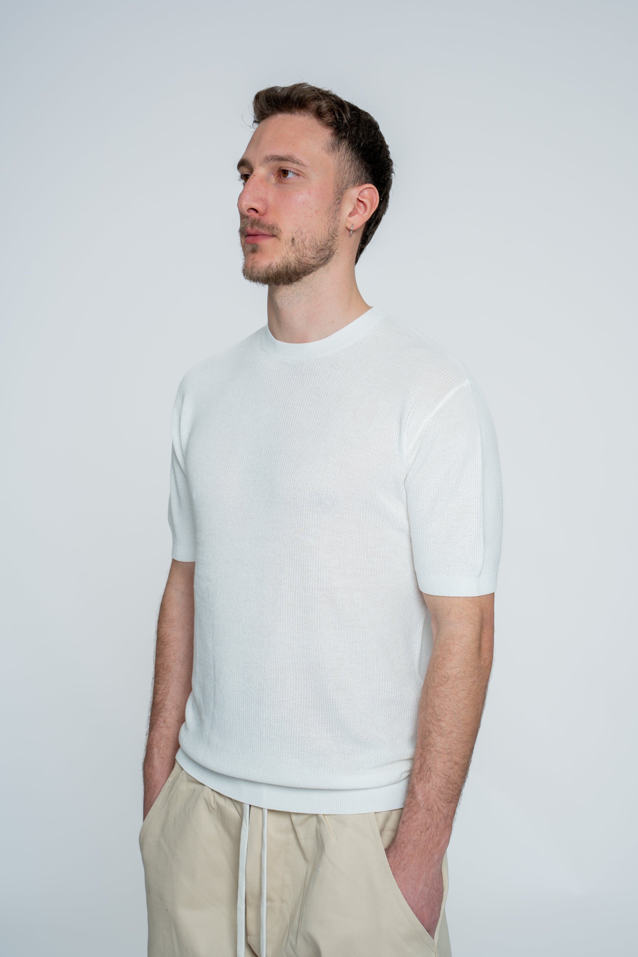 Polo in Maglia Girocollo White