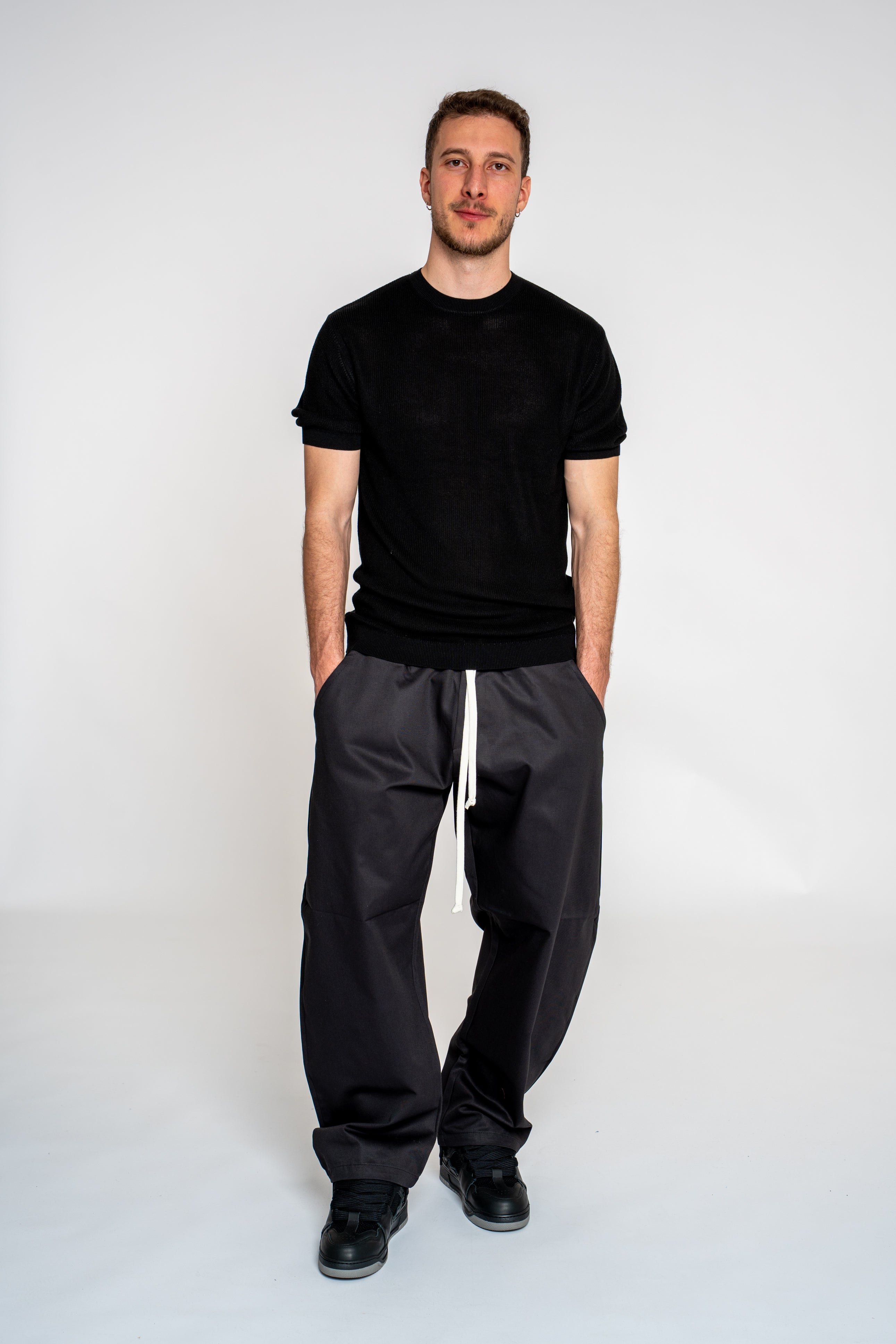Polo in Maglia Girocollo Black