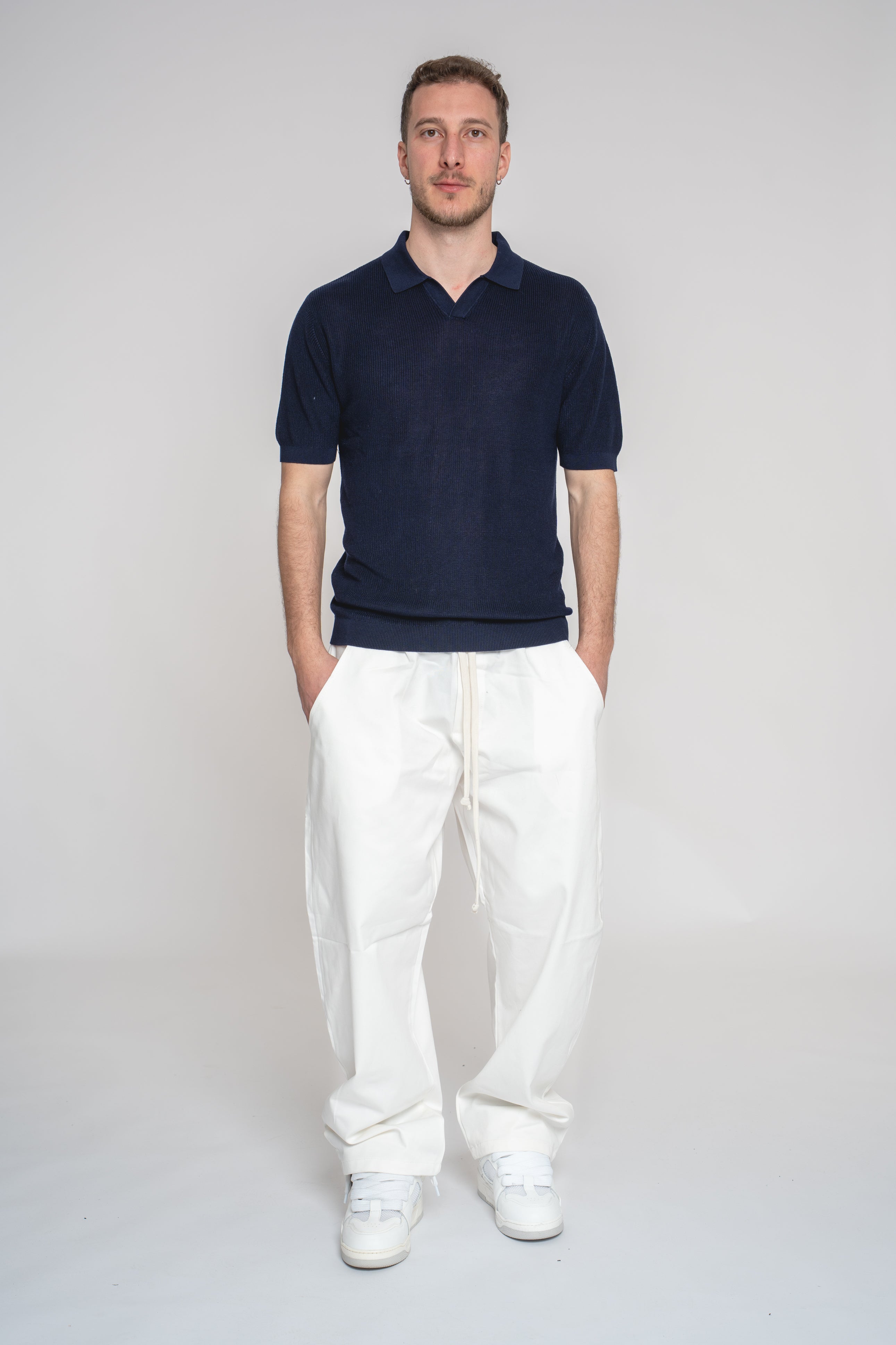 Polo Senza Bottoni Navy