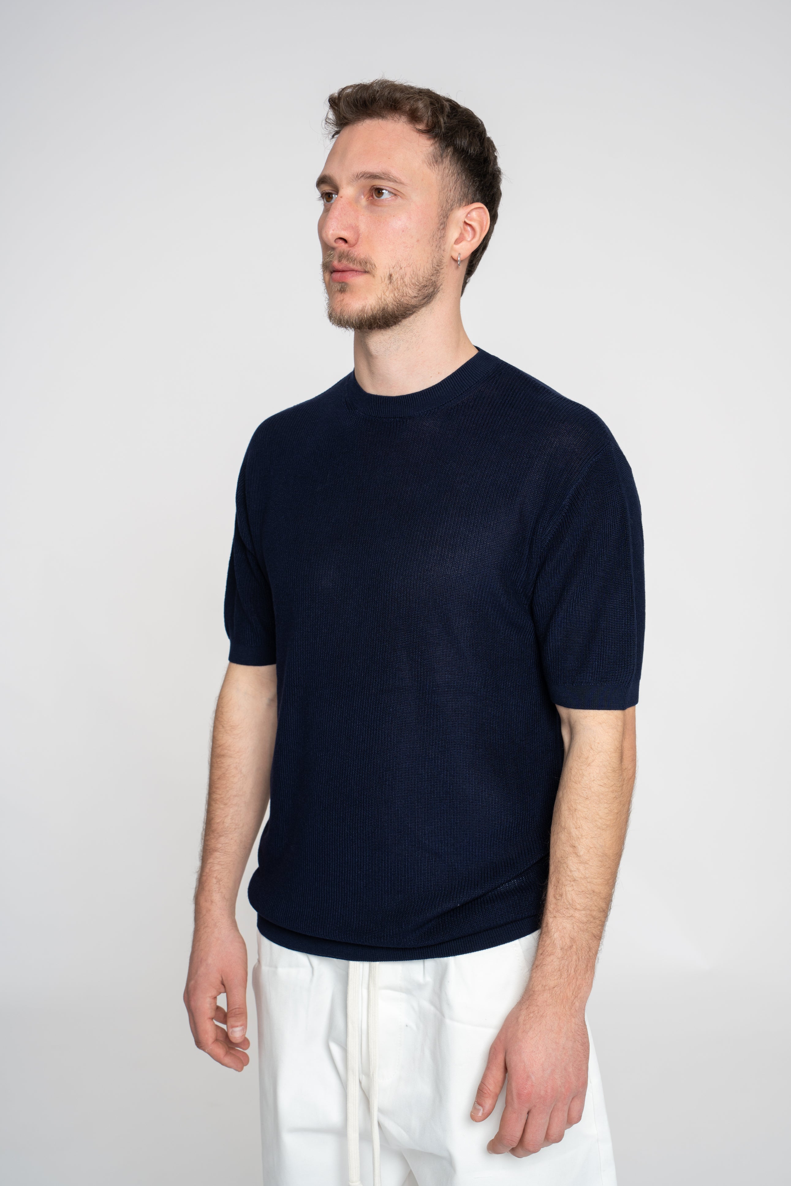 Polo in Maglia Girocollo Navy