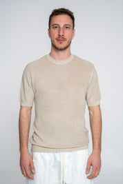 Polo in Maglia Girocollo Beige