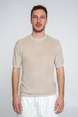 Polo in Maglia Girocollo Beige
