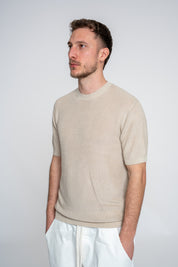 Polo in Maglia Girocollo Beige