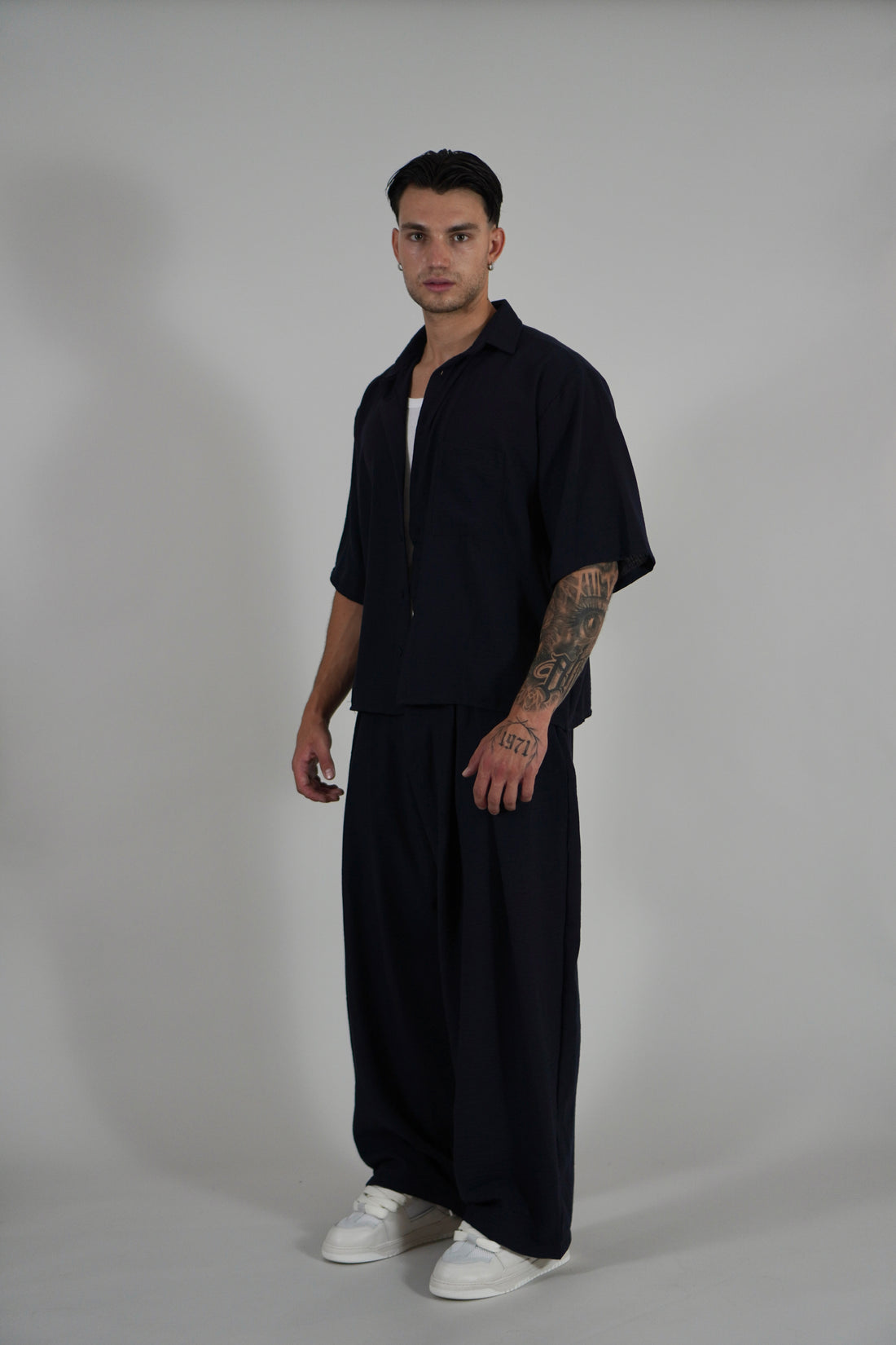 Camicia Simil Lino Navy