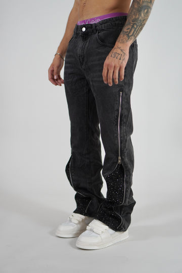 Jeans Flare Swarovsky Blk