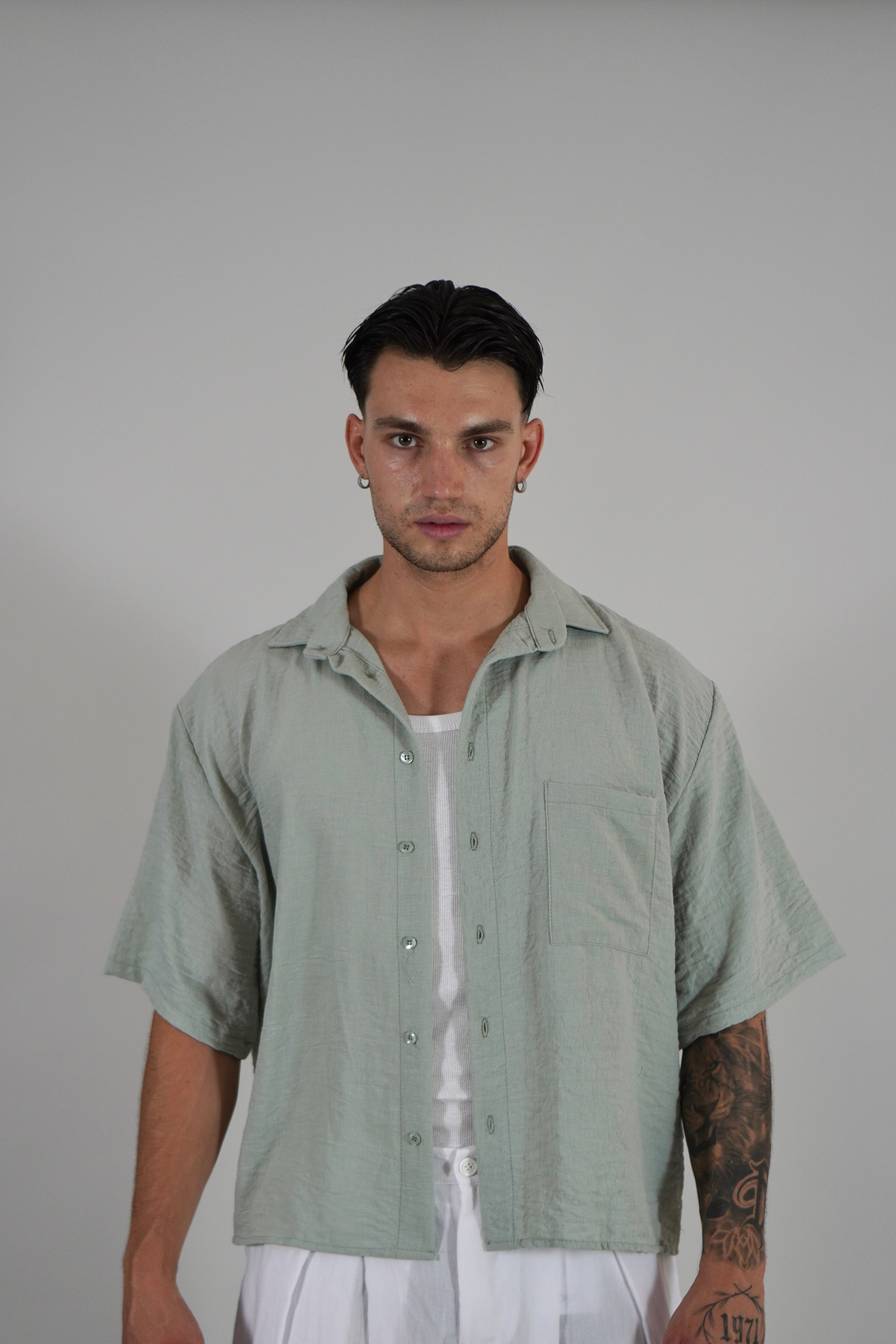 Camicia Simil Lino Mint