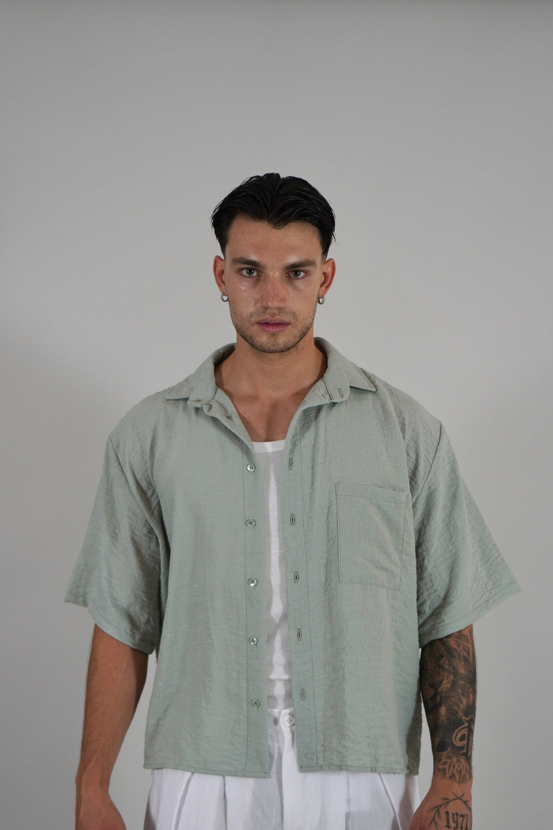 Camicia Simil Lino Mint