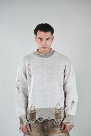 Maglione Girocollo Abrasioni Moka