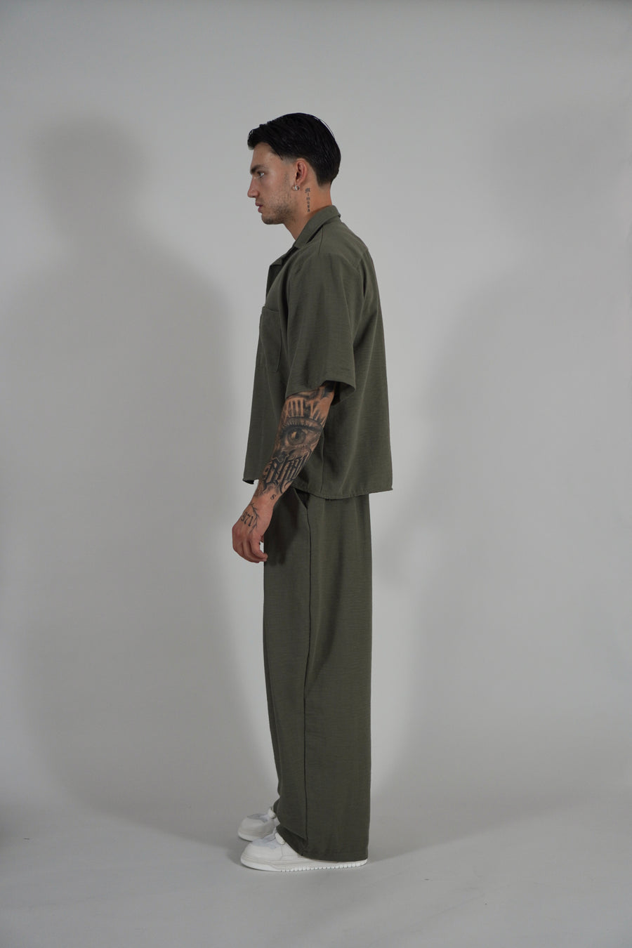Camicia Simil Lino Military