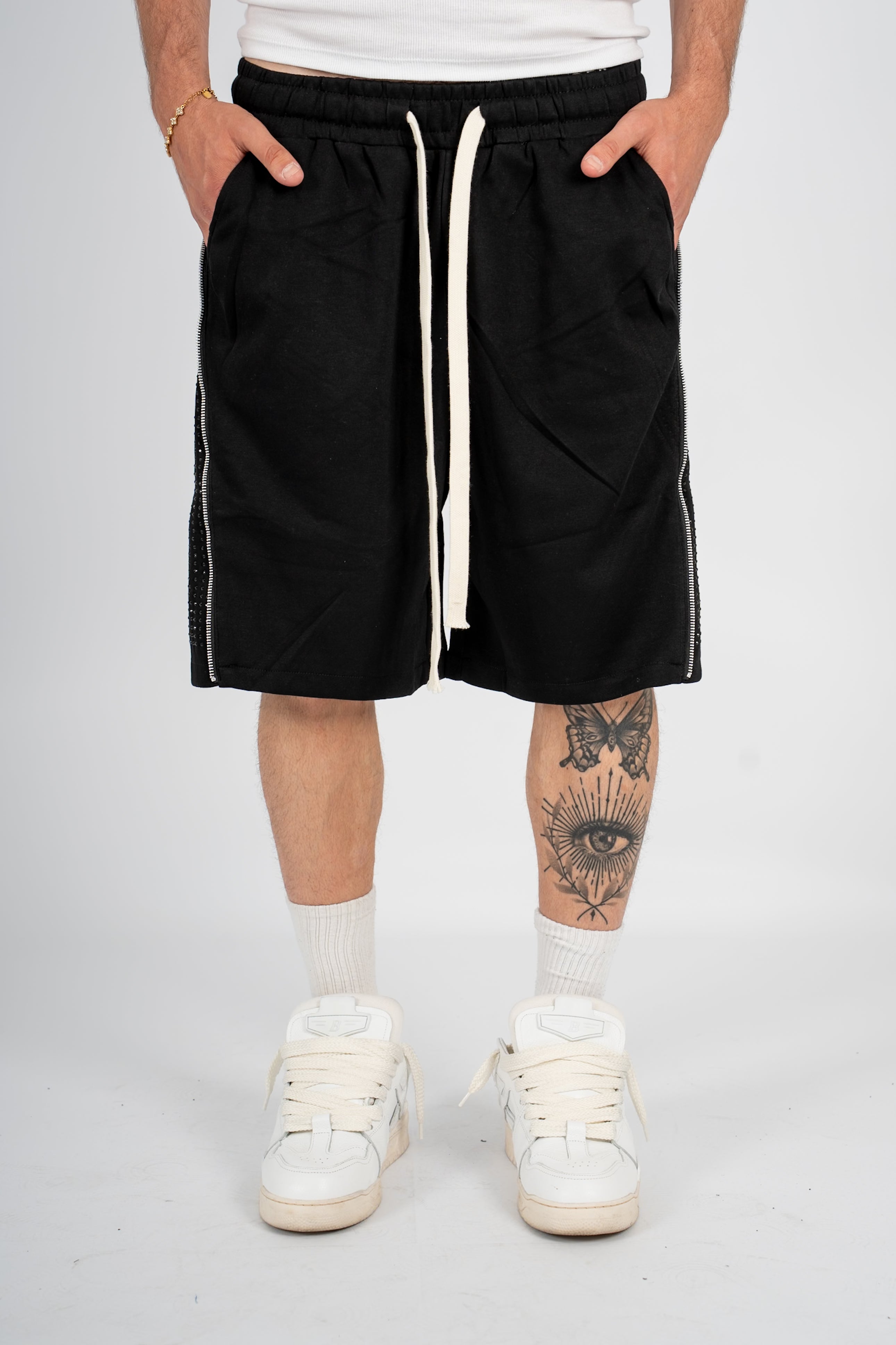 Pantaloncino Tuta Zip Swarovski Black
