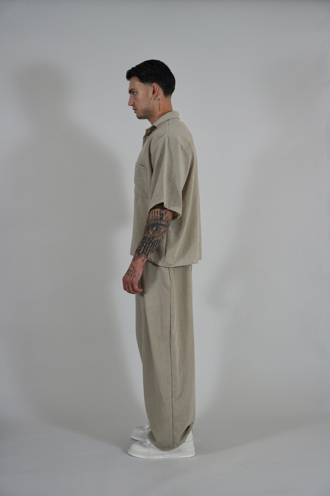 Camicia Simil Lino Beige