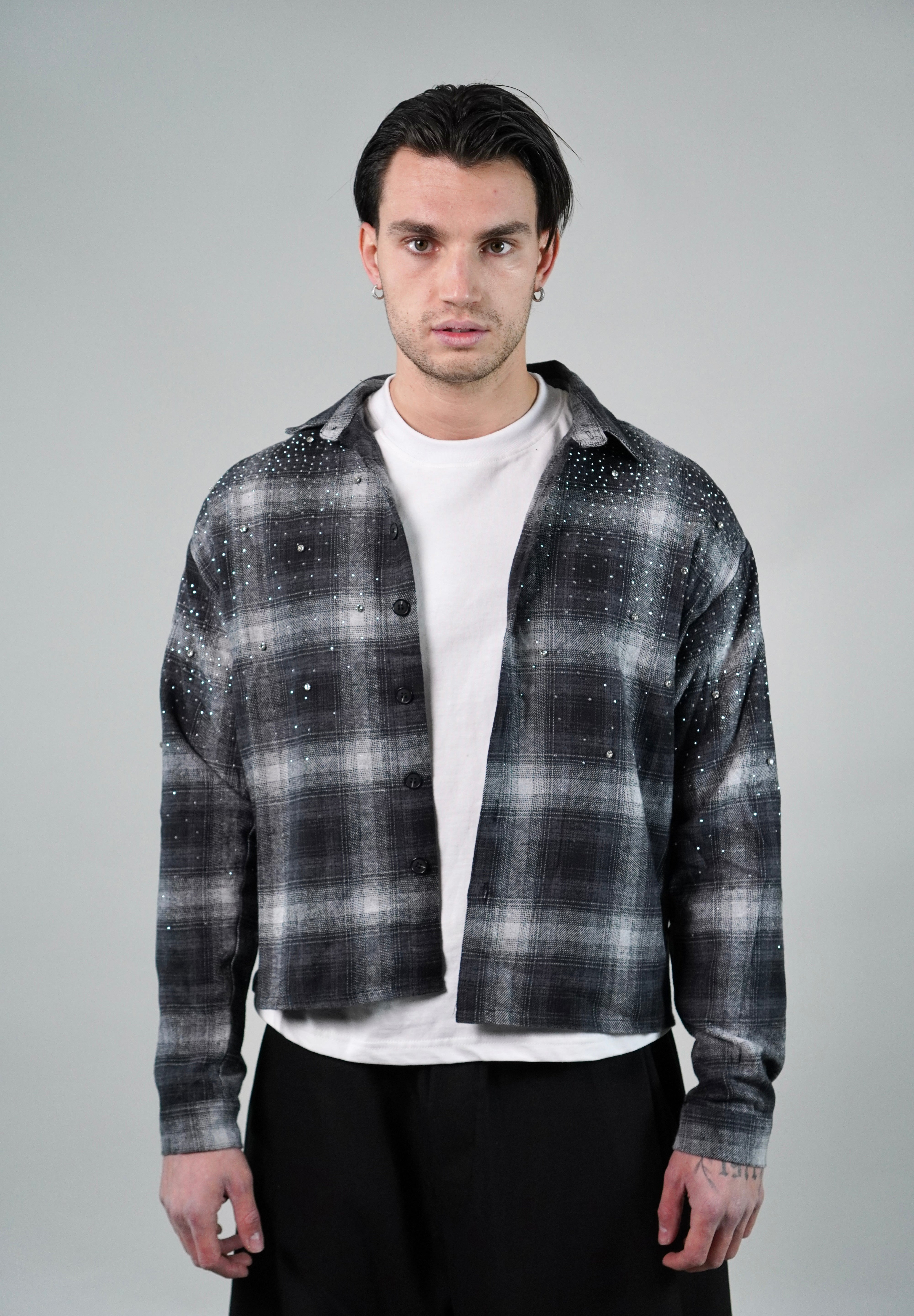 Camicia Flanella Swarovsky Black