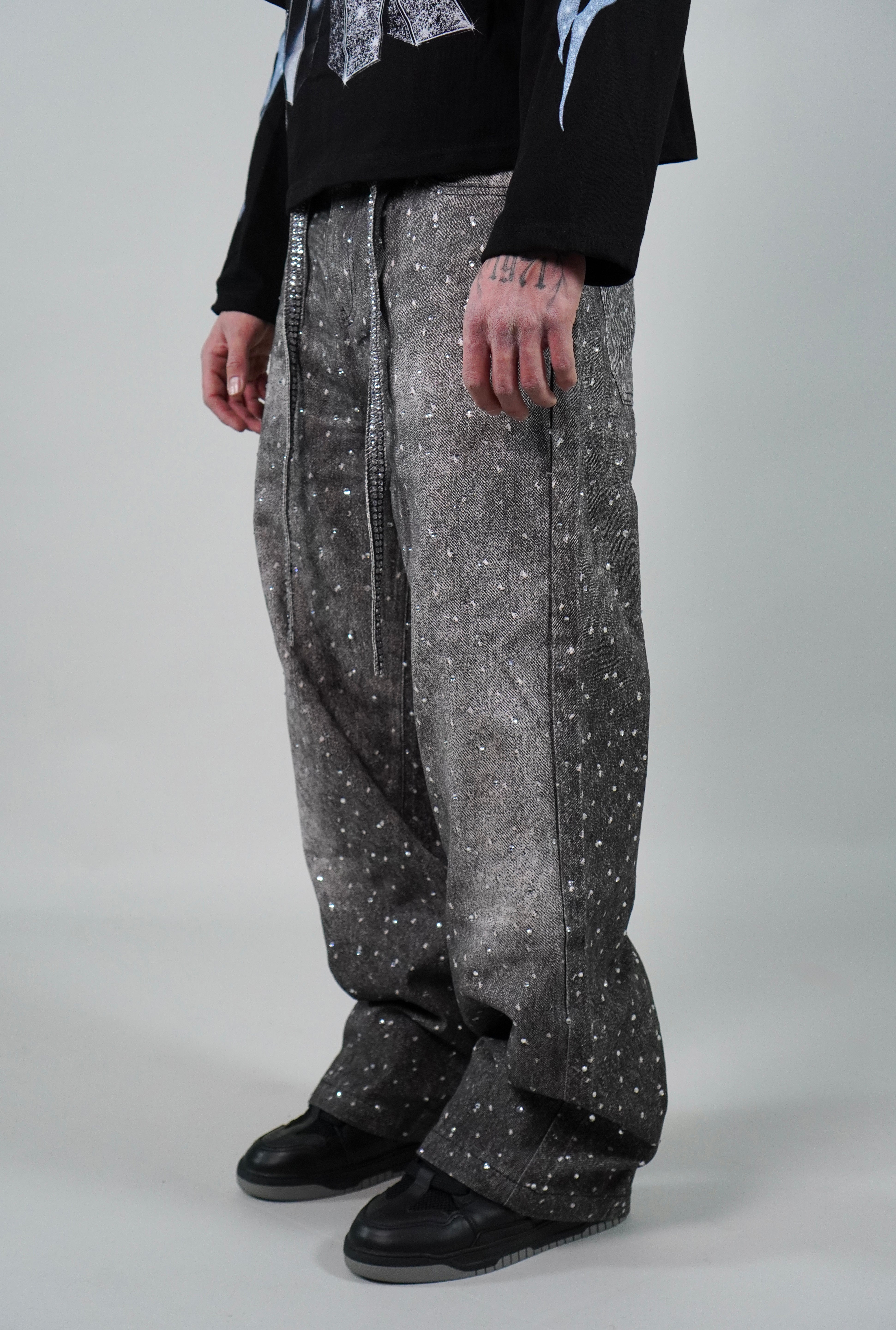 OVR Jeans Rhinestone Grey