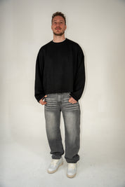 Jeans Baggy Rhinestone Grey