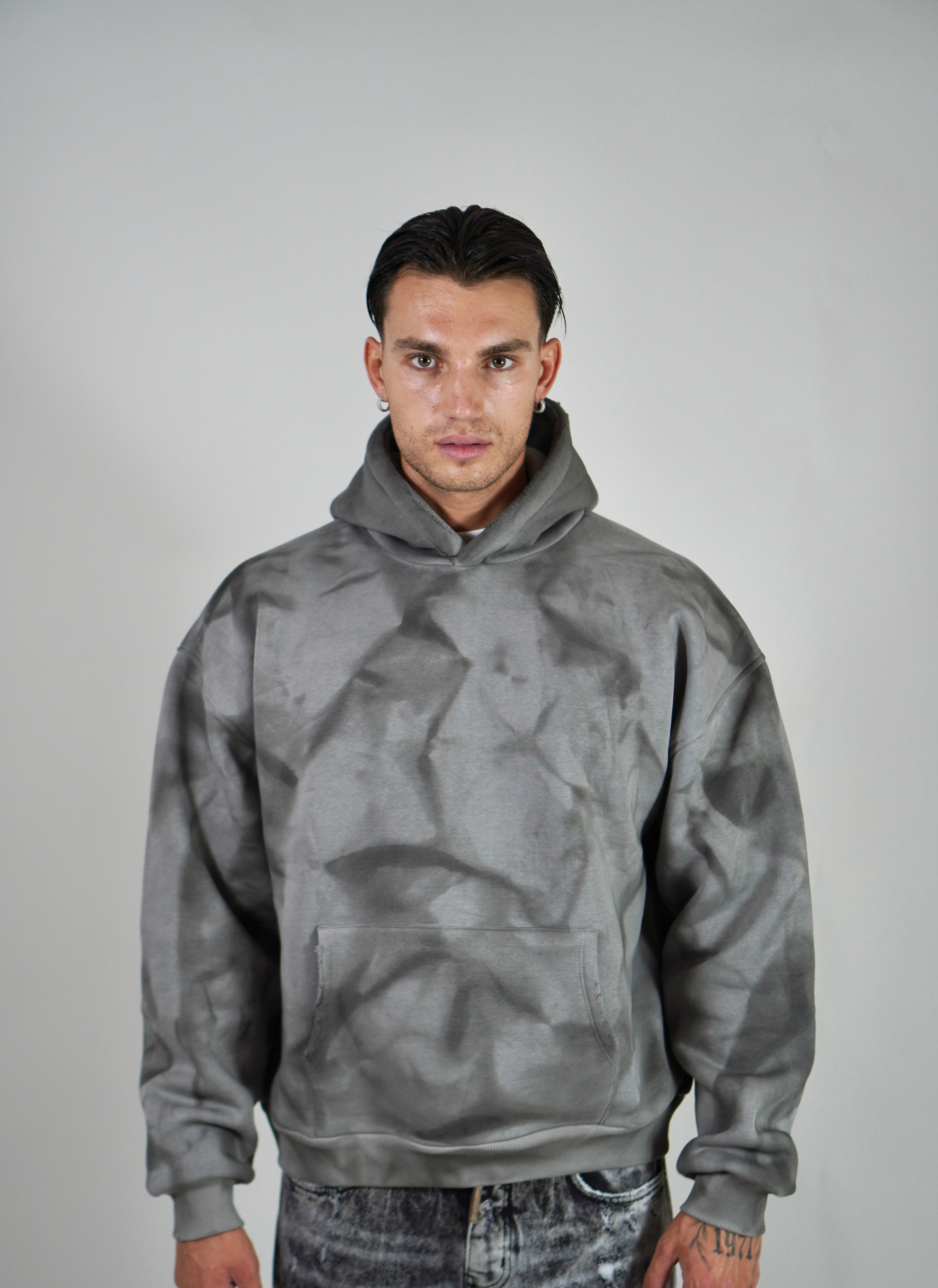 Felpa Boxy Astract Grey