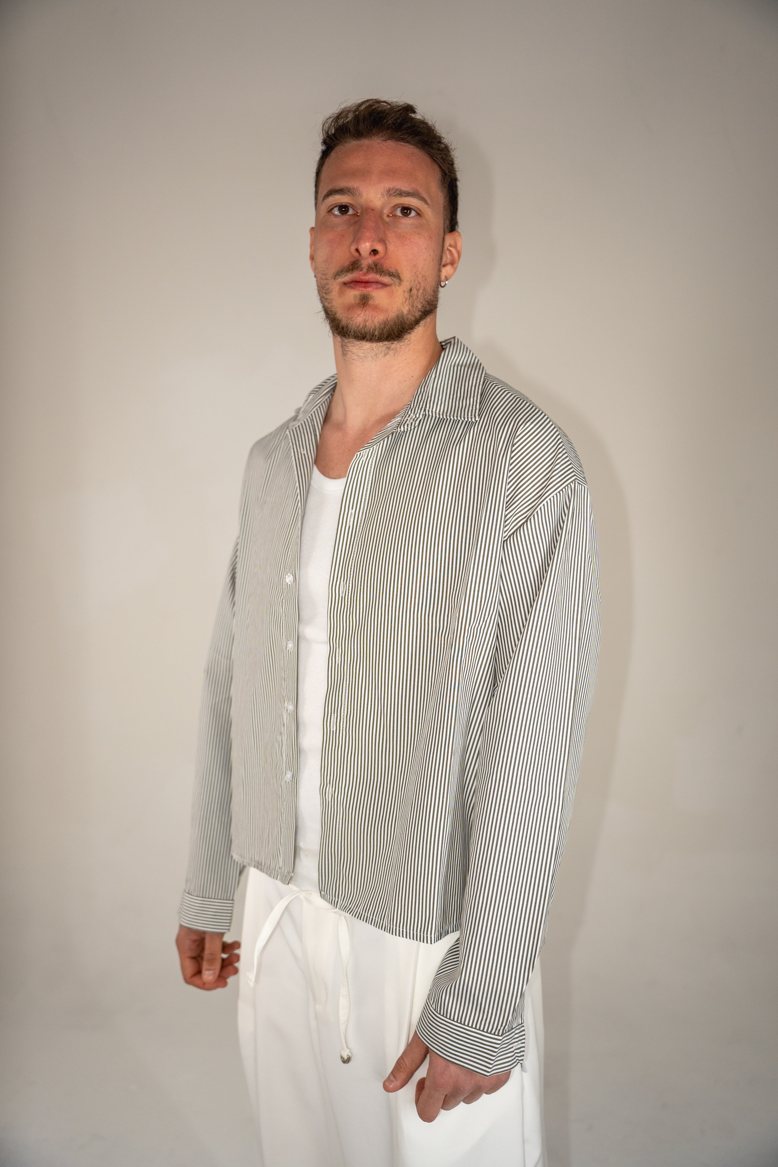 Camicia Righe Fini Military