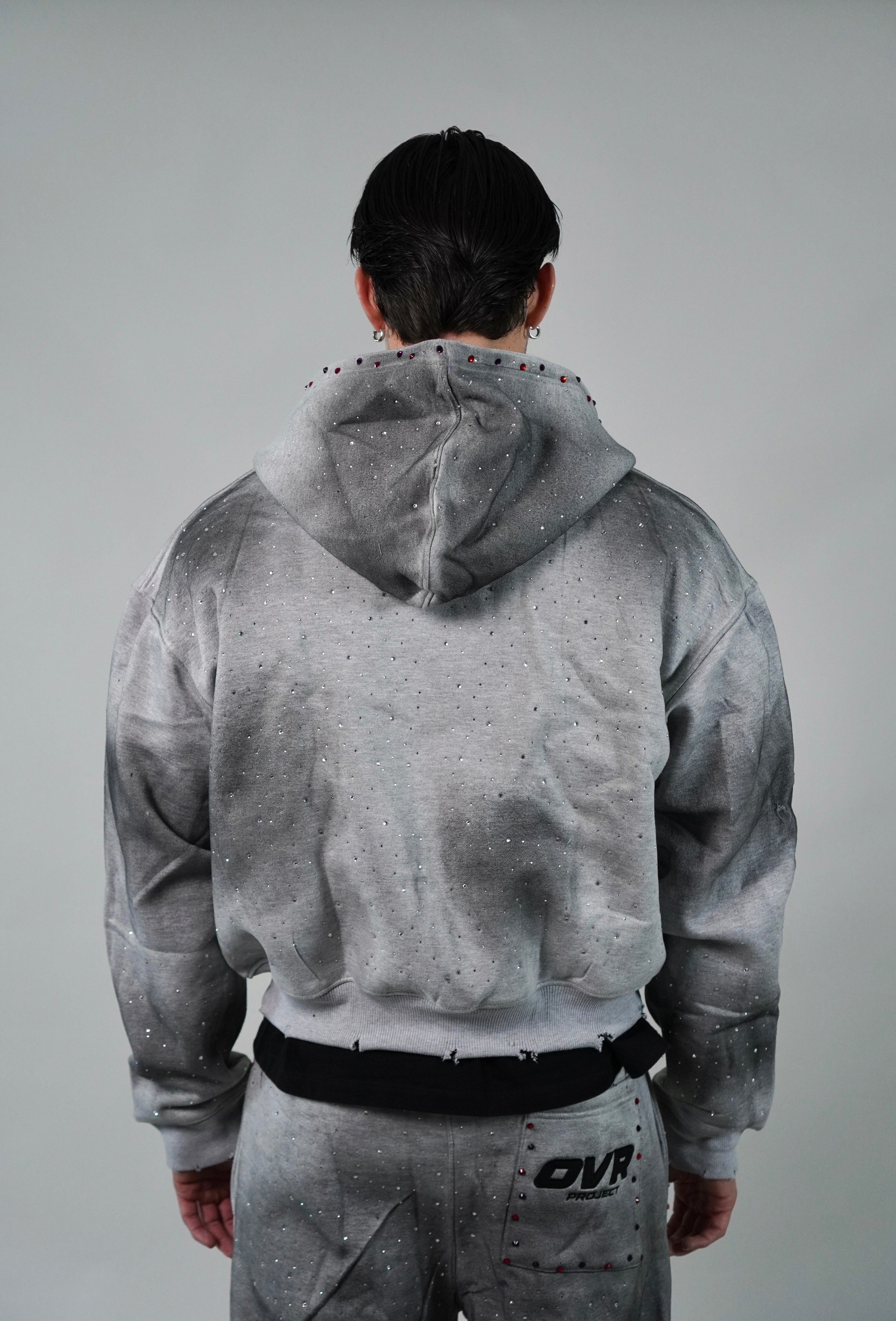 OVR Hoodie Rhinestone Grey