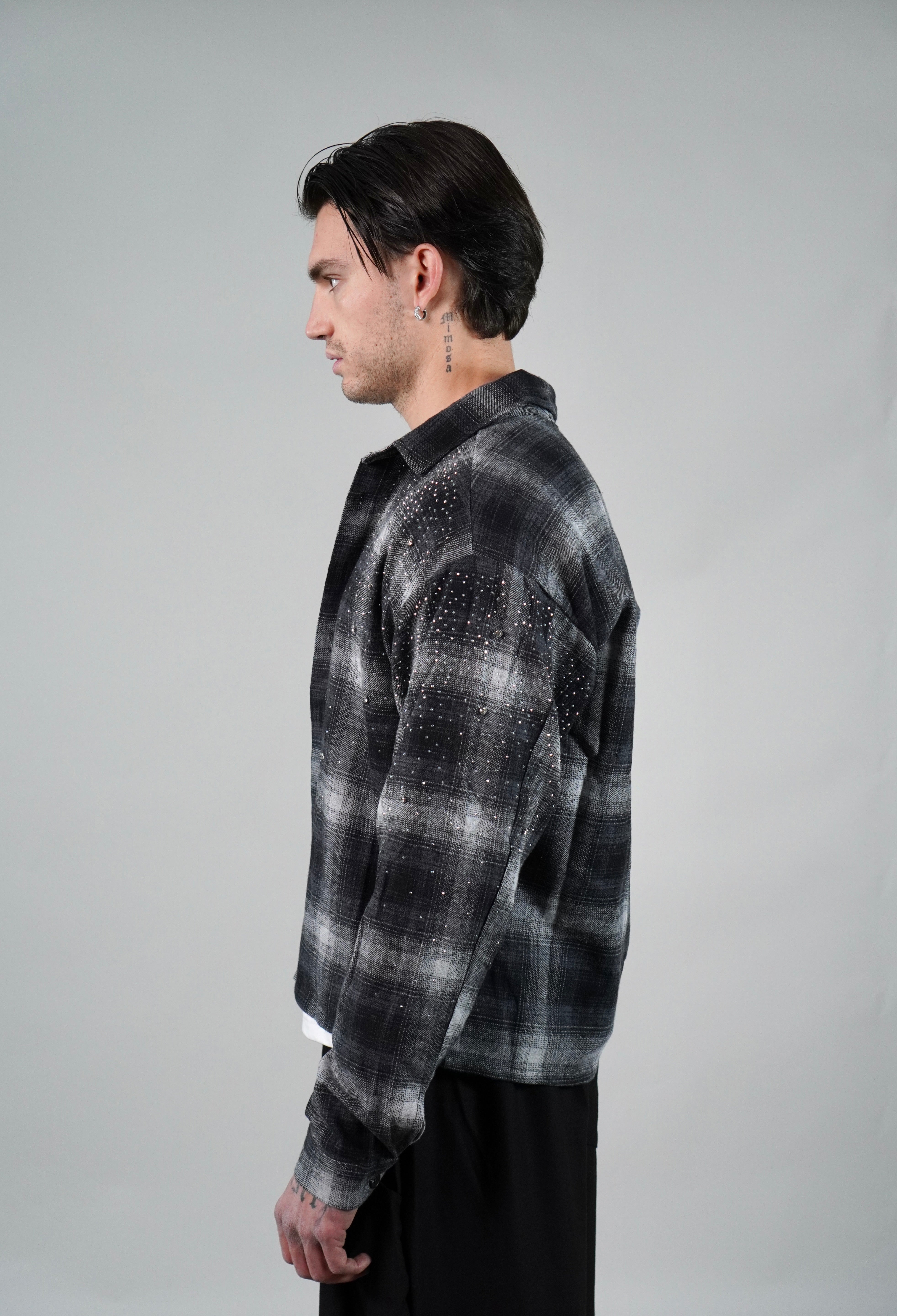 Camicia Flanella Swarovsky Black