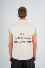 Camicia Smanicata in Lino Run as Far
