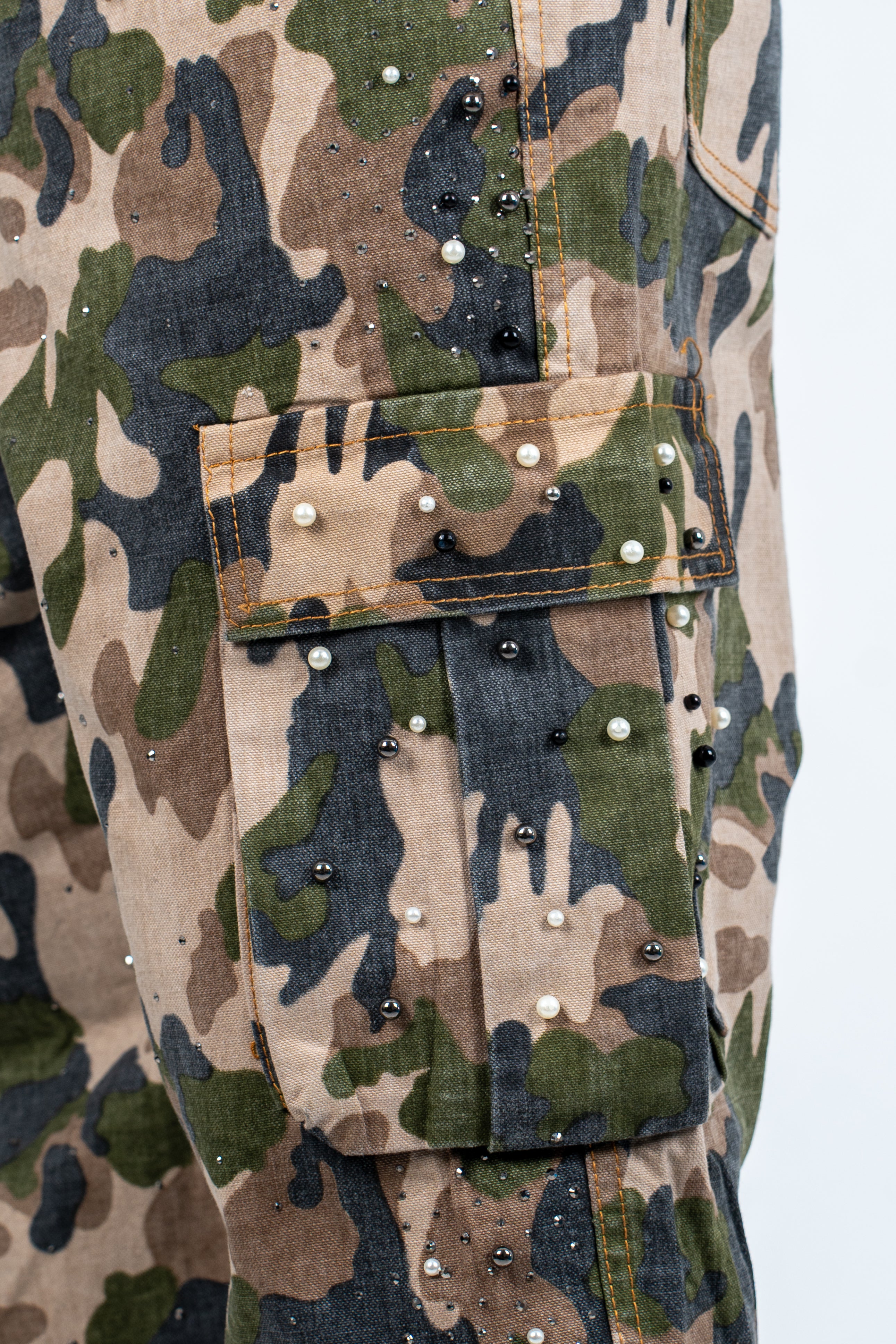 Jeans Baggy Militare con Perle